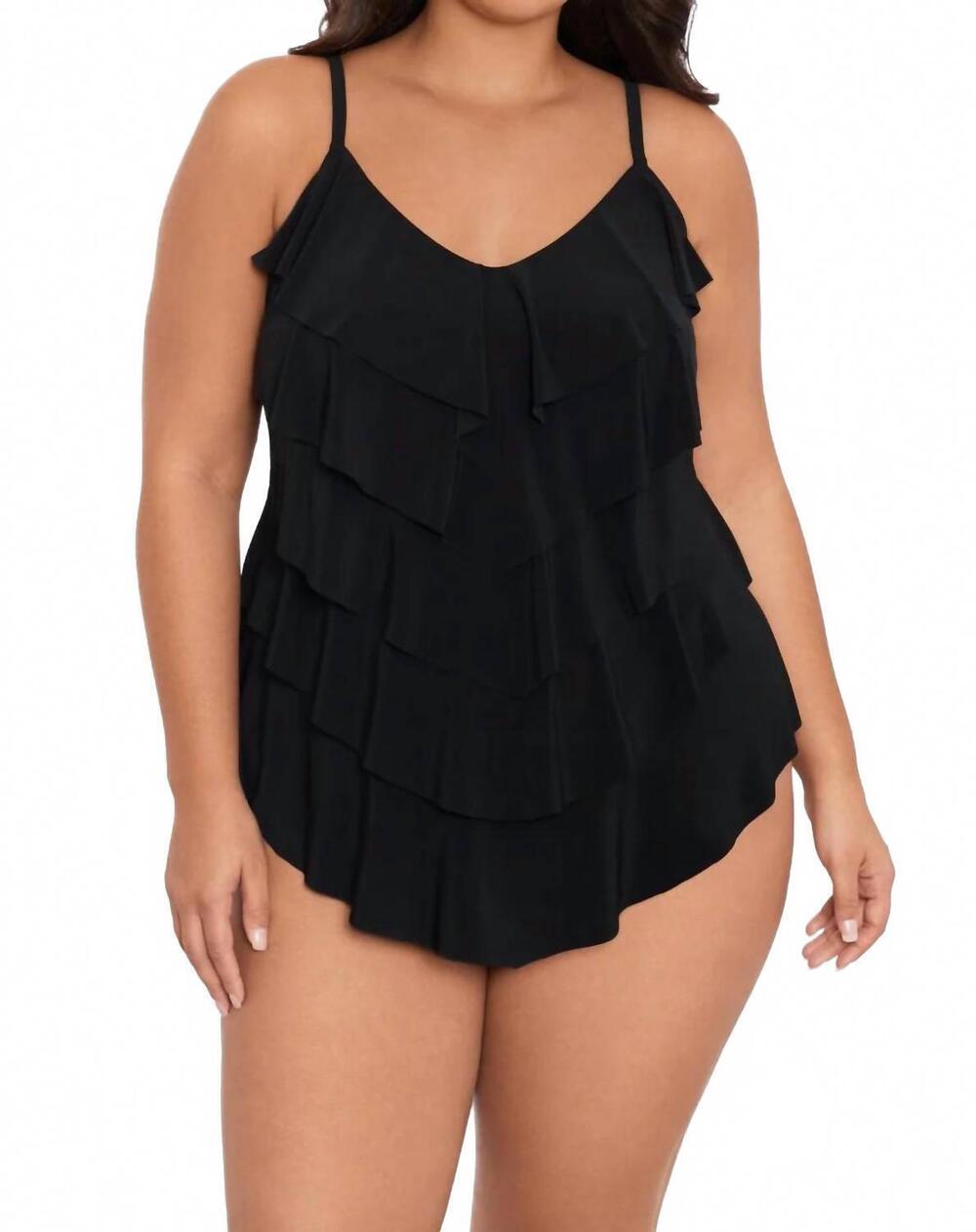 NEW TRIMSHAPER rachel tankini top - plus in black